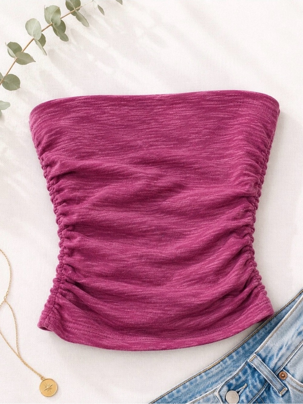Free People Tube Top Fuchsia Strapless Crop Top XS/S - Picture 15 of 16